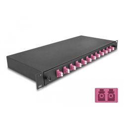 DeLOCK Boitier de jonction 19″ de fibre optique, 12 x LC Duplex OM4, 1U, entièrement assemblée