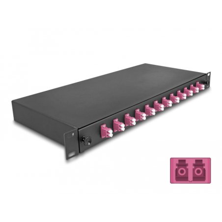 DeLOCK Boitier de jonction 19″ de fibre optique, 12 x LC Duplex OM4, 1U, entièrement assemblée