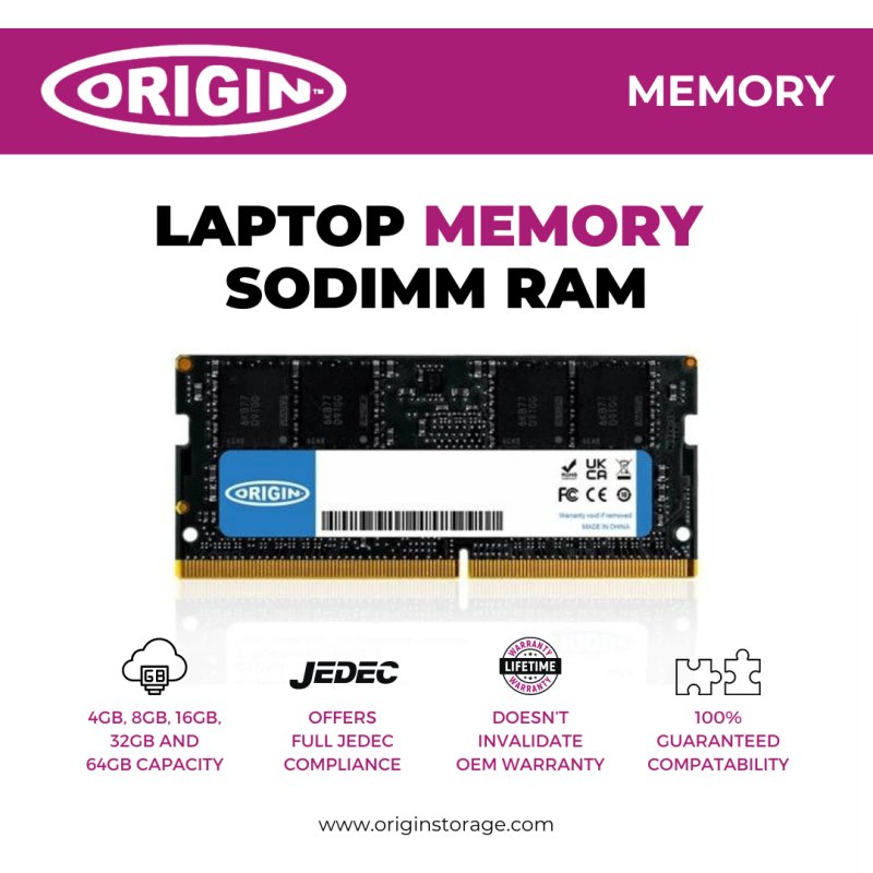 Origin Storage OM8G55600SO1RX16NE11 module de mémoire 8 Go 1 x 8 Go DDR5 262-pin SO-DIMM