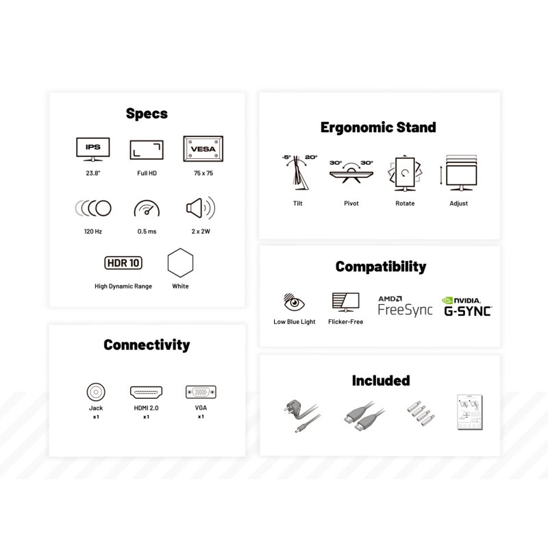 JAPANNEXT JN-I238FHD120F-HSP-W computer monitor 60.5 cm (23.8") 1920 x 1080 pixels Full HD LCD White