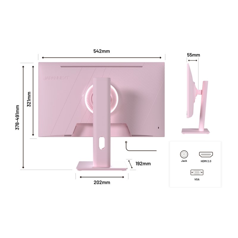 JAPANNEXT JN-I238FHD120F-HSP-PK écran plat de PC 60,5 cm (23.8") 1920 x 1080 pixels Full HD LCD Rose