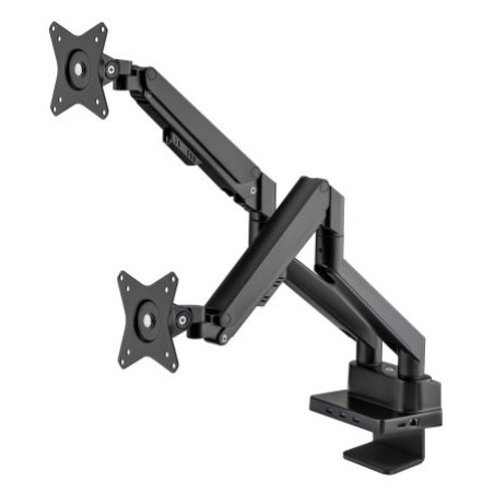 MANHATTAN Aluminium-Tischhalterung mit Gasdruckfeder fr zwei Monitore 43,2-81,3cm 17-32Zoll und 8-in-1-Dockingstation
