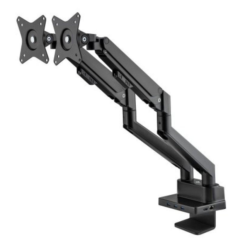 MANHATTAN Aluminium-Tischhalterung mit Gasdruckfeder fr zwei Monitore 43,2-81,3cm 17-32Zoll und 8-in-1-Dockingstation