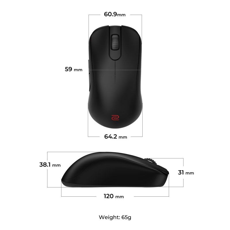ZOWIE S2-DW mouse Gaming Right-hand RF Wireless 3200 DPI