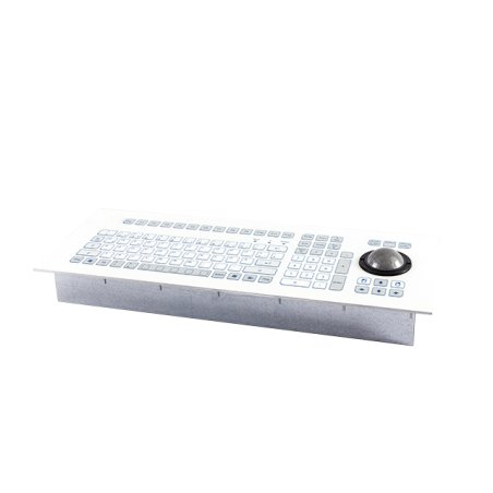 GETT IndoDur folienbeschichtete Tastatur m. Trackball-Frontplatte aus Aluminium mit Gewindebolzen und Kantenschutz IP65
