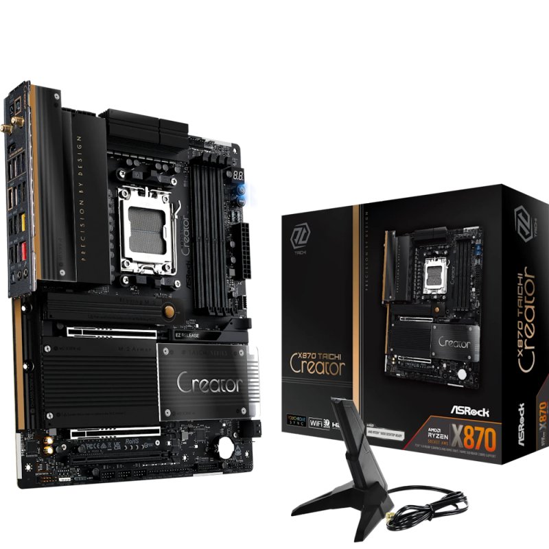 Asrock X870 TAICHI CREATOR, AMD X870, AM5, ATX, 4 DDR5, HDMI, 2 USB4, Wi-Fi 7, 10G & 5G LAN, 4x M.2