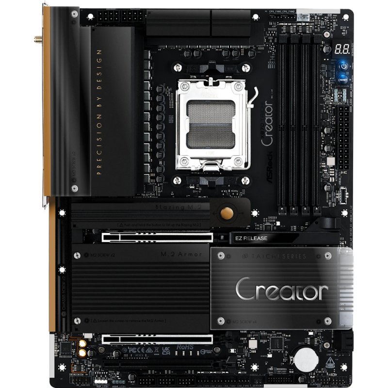 Asrock X870 TAICHI CREATOR, AMD X870, AM5, ATX, 4 DDR5, HDMI, 2 USB4, Wi-Fi 7, 10G & 5G LAN, 4x M.2
