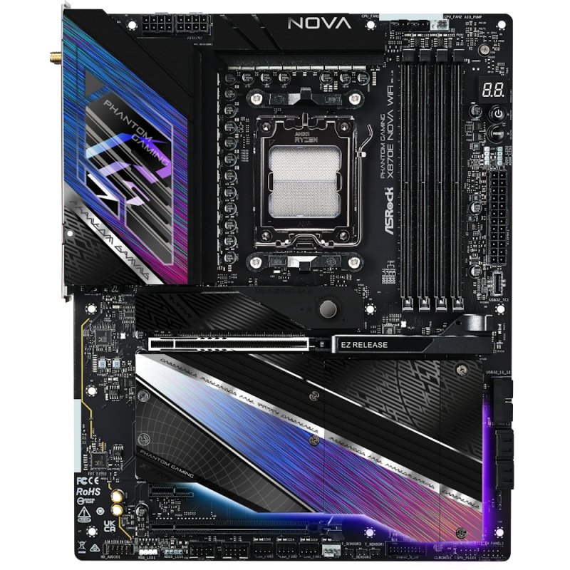 Asrock X870E NOVA WIFI, AMD X870E, AM5, ATX, 4 DDR5, HDMI, 2 USB4, Wi-Fi 7, 5G LAN, RGB, 5x M.2