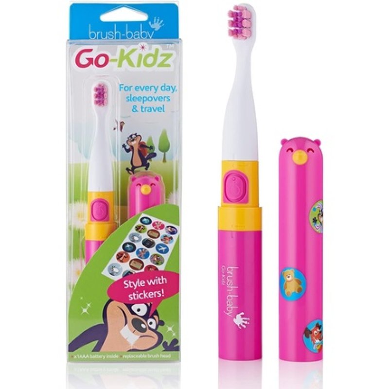 Brush Baby Go-Kidz Toddler and Kid Electric Travel Toothbrush for Ages 3 