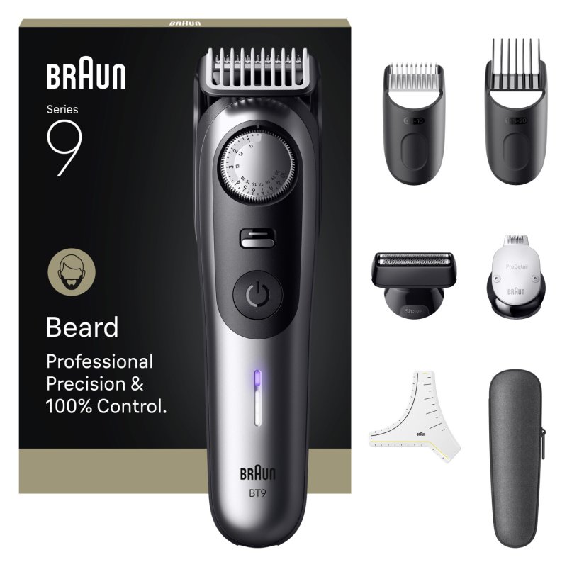 Braun BeardTrimmer 9 80789785 beard trimmer AC/Battery 20 2 cm Wet & Dry Grey