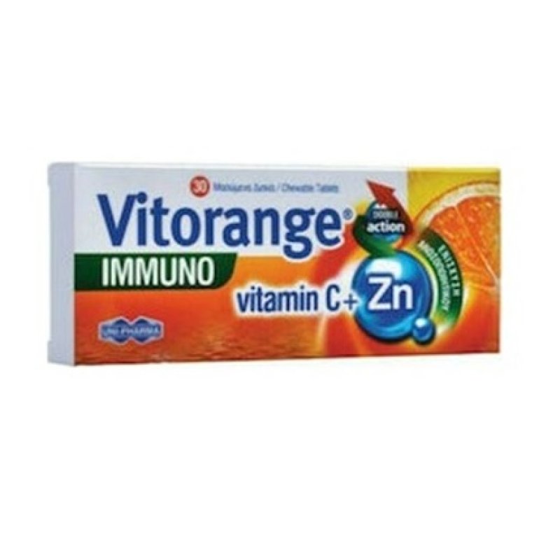 Uni-Pharma Vitorange Immuno Vitamin C Zinc 30 Chewable Tablets