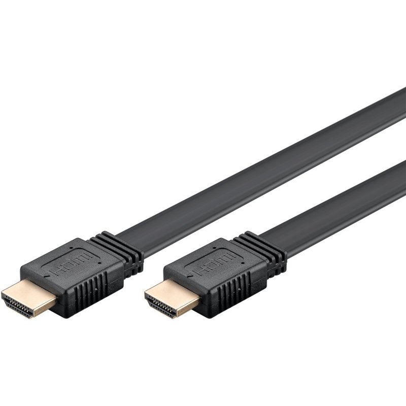 High Speed HDMI 2.1 Flachkabel mit Ethernet 8K / 60 Hz (schwarz, 1 Meter, 48 Gbit/s)