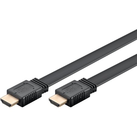 High Speed HDMI 2.1 Flachkabel mit Ethernet 8K / 60 Hz (schwarz, 1 Meter, 48 Gbit/s)