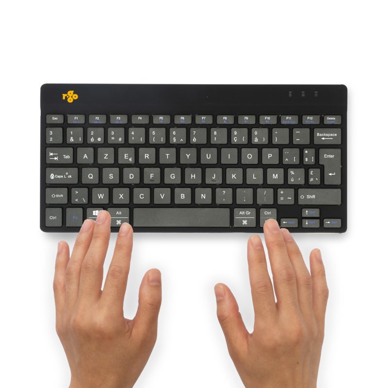 R-Go Tools Clavier ergonomique R-Go Compact Break, clavier compact avec logiciel de pause, AZERTY (BE), Bluetooth, noir