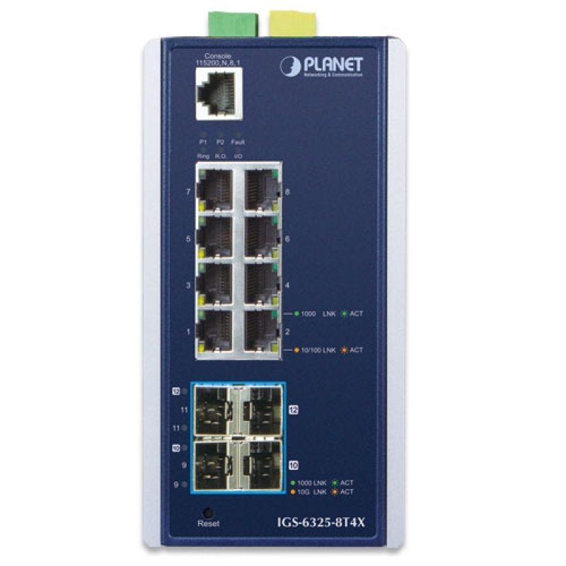 PLANET Industrial L3 8-Port 1000T 4-Port 10G SFP 