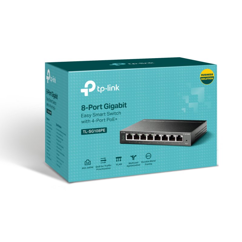 TP-Link TL-SG108PE commutateur réseau Géré L2 Gigabit Ethernet (10/100/1000) Connexion Ethernet, supportant