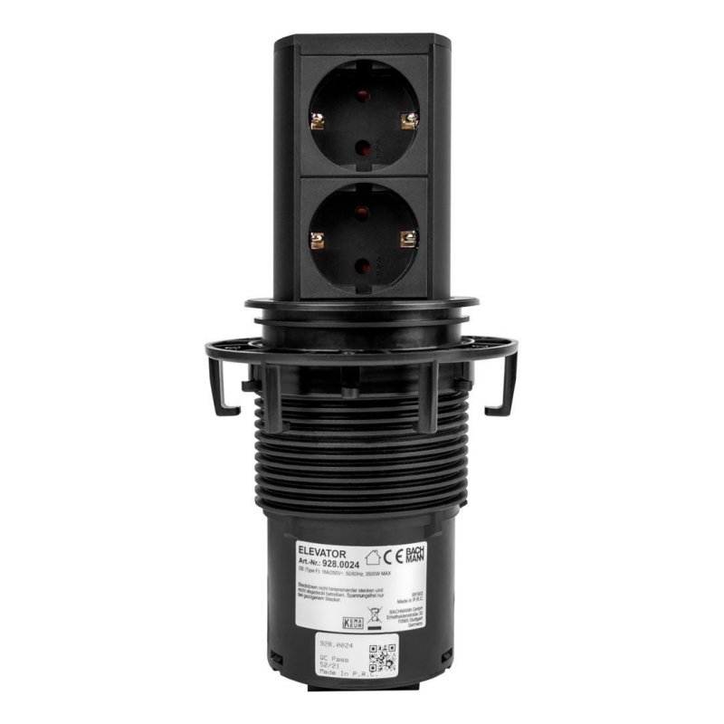 Bachmann ELEVATOR socket-outlet 2 x Type F Black