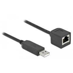 DeLOCK Câble de connexion en série avec chipset FTDI, USB 2.0 Type-A mâle à RS-232 RJ45 femelle, 50 cm, noir