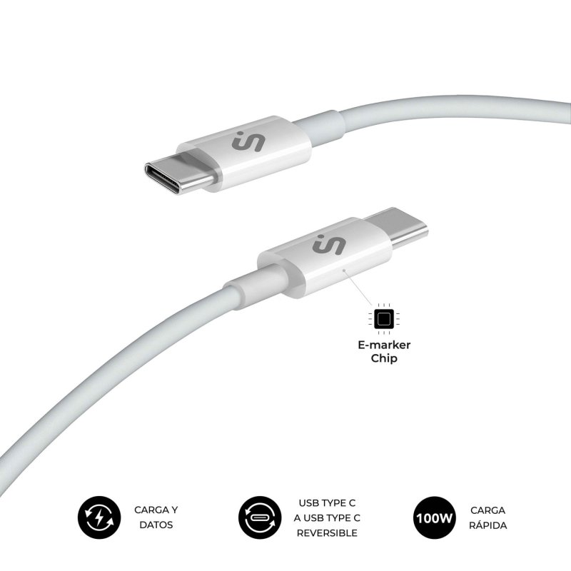 SUBBLIM SUBCAB-C10010 USB cable USB 2.0 1 m USB C White