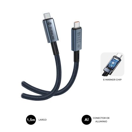 SUBBLIM SUBCAB-C24010 câble USB USB4 Gen 3x2 1,5 m USB C Noir