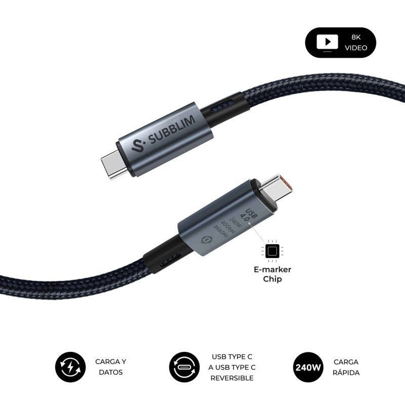 CABLE HIGH 240W C-C USB4.0 8K 1,5M