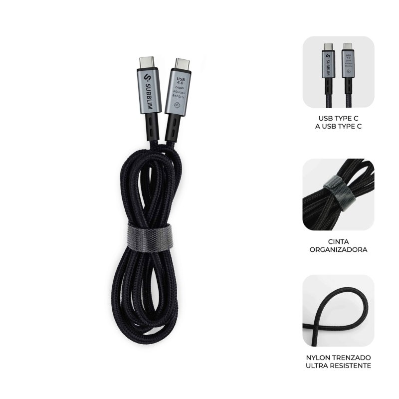 CABLE HIGH 240W C-C USB4.0 8K 1,5M