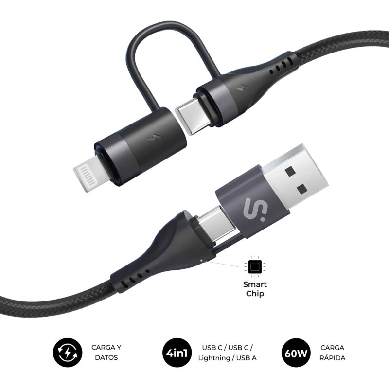 SUBBLIM SUBCAB-4IN101 USB cable USB 2.0 1 m USB C Black