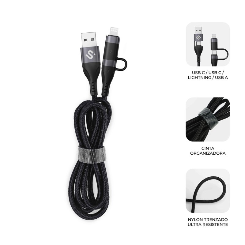 SUBBLIM SUBCAB-4IN101 câble USB USB 2.0 1 m USB C Noir