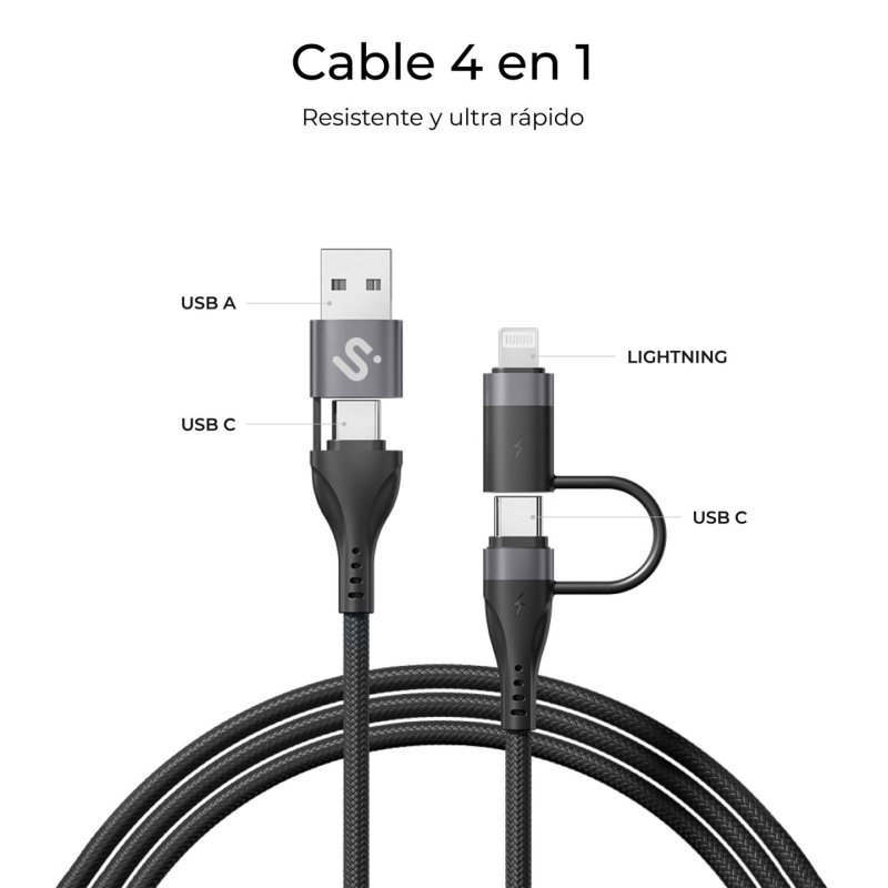 SUBBLIM SUBCAB-4IN101 USB cable USB 2.0 1 m USB C Black