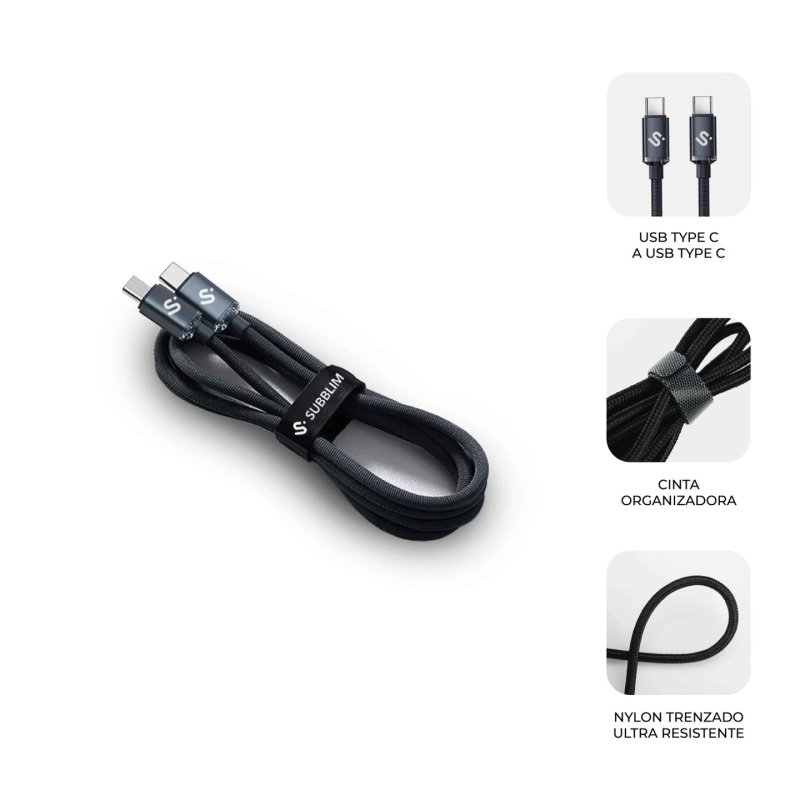 SUBBLIM SUBCAB-C06001 câble USB USB 2.0 1 m USB C Noir