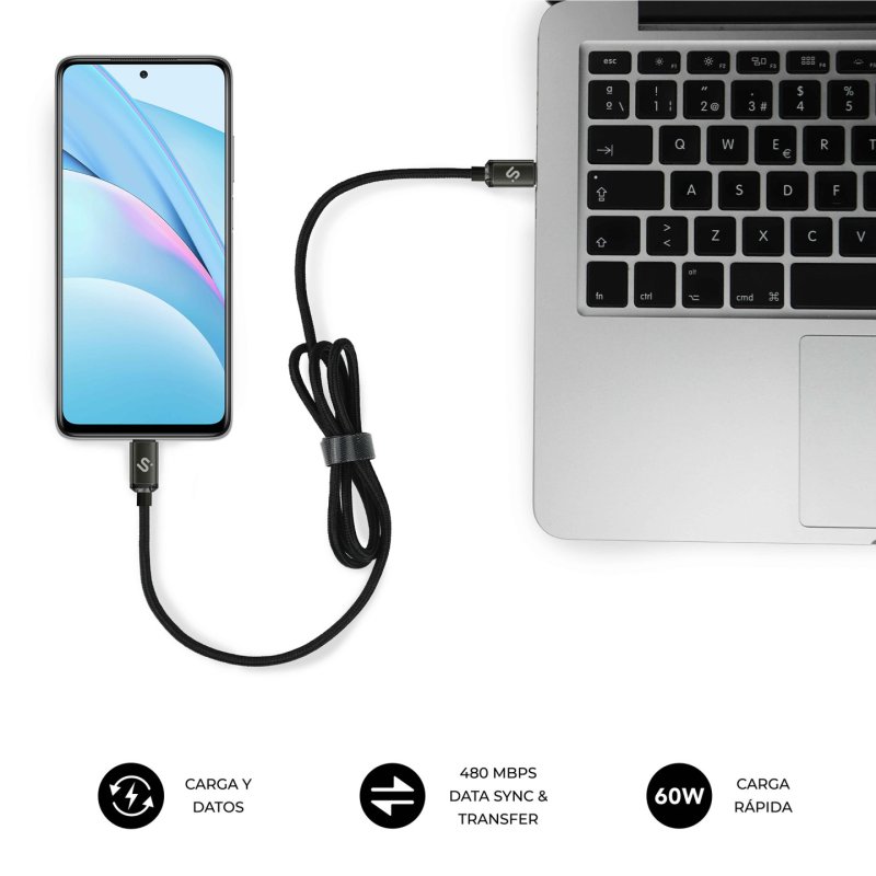 SUBBLIM SUBCAB-C06001 USB cable USB 2.0 1 m USB C Black
