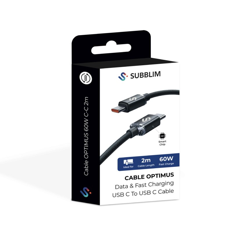 SUBBLIM SUBCAB-C06002 câble USB USB 2.0 2 m USB C Noir