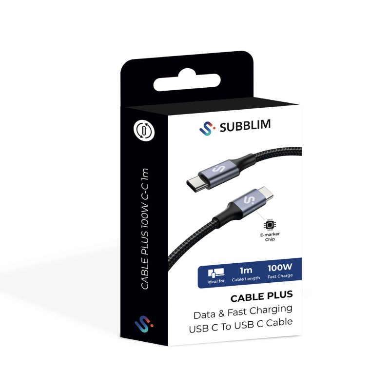 SUBBLIM SUBCAB-C10001 câble USB USB 2.0 1 m USB C Noir