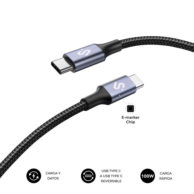 SUBBLIM SUBCAB-C10002 USB cable USB 2.0 2 m USB C Black