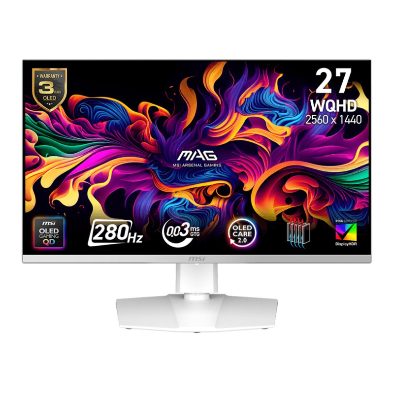 MSI MAG 272QPW QD-OLED X28 écran plat de PC 67,3 cm (26.5") 2560 x 1440 pixels Wide Quad HD Blanc
