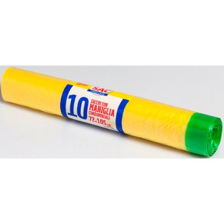 Gelsac Gel Sac 10 Condominium Bags In Polyethylene Size 72x105 With Yellow Handle In Roll