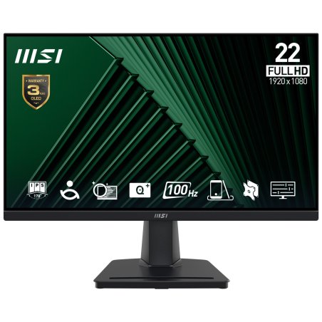 MSI Pro MP225V 21.45 Inch Monitor, FHD (1920 x 1080), 100Hz, VA, 1ms, 1x HDMI 1.4b, 1x D-Sub(VGA), Anti-Glare,