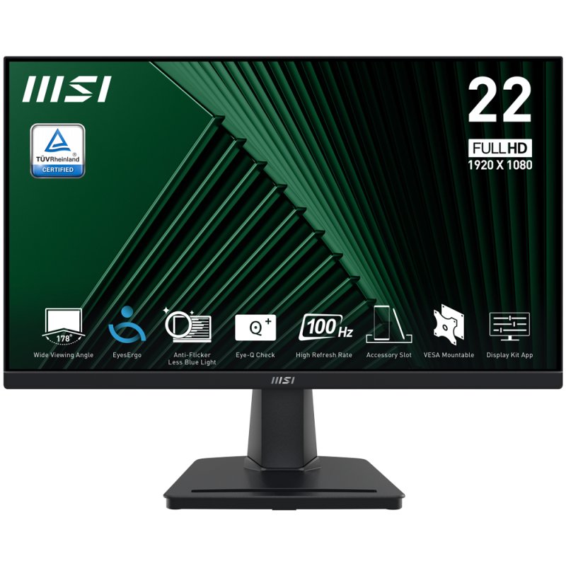 MSI Pro MP225V écran plat de PC 54,5 cm (21.4") 1920 x 1080 pixels Full HD LCD Noir