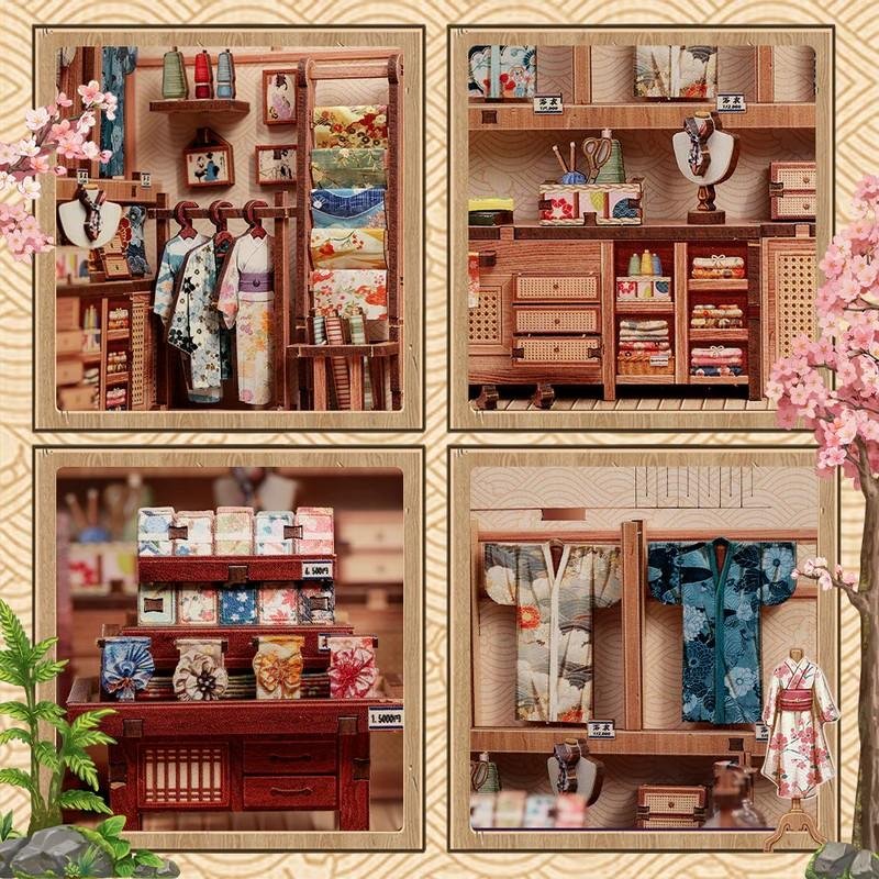 BOOK NOOK KIT - DIY -Boutique de kimonos Sakura- 235pc Eclairage LED