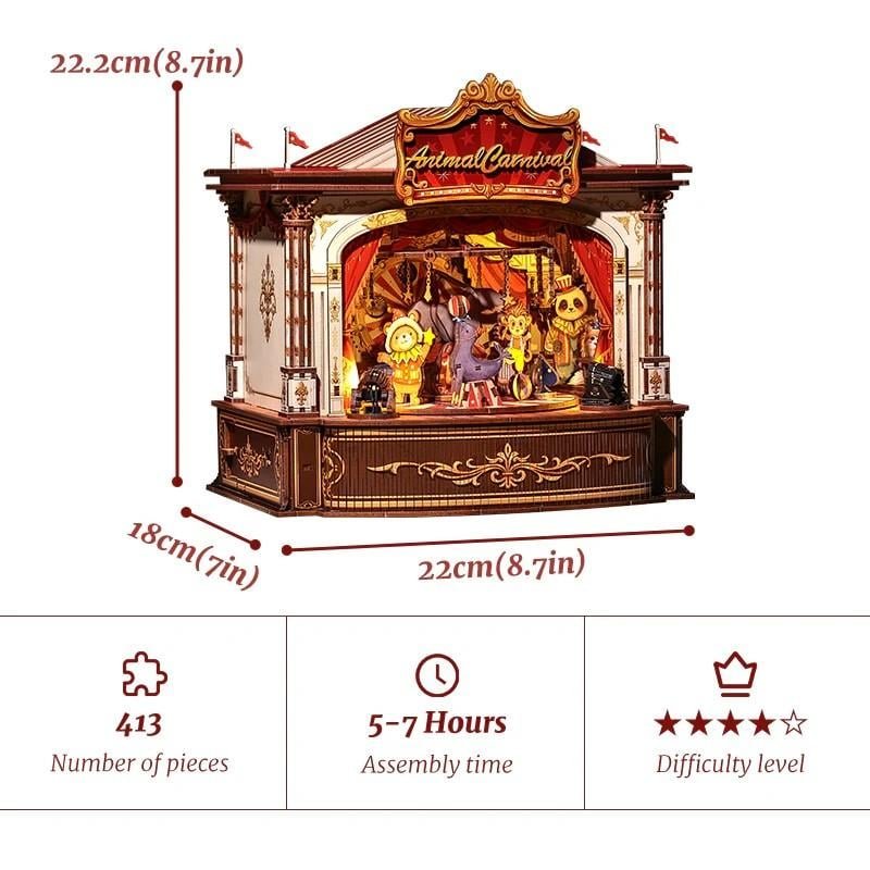 BOOK NOOK KIT - DIY - Carnaval des animaux - 413pc Eclairage LED