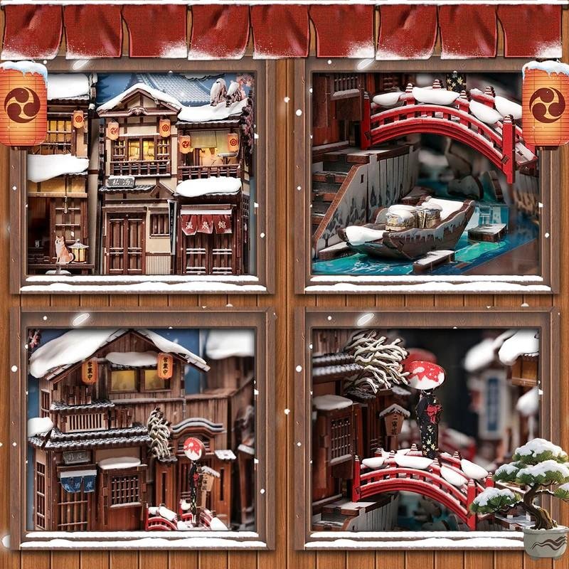 BOOK NOOK KIT - DIY - Murmures de neige à Kyoto- 286pc Eclairage LED