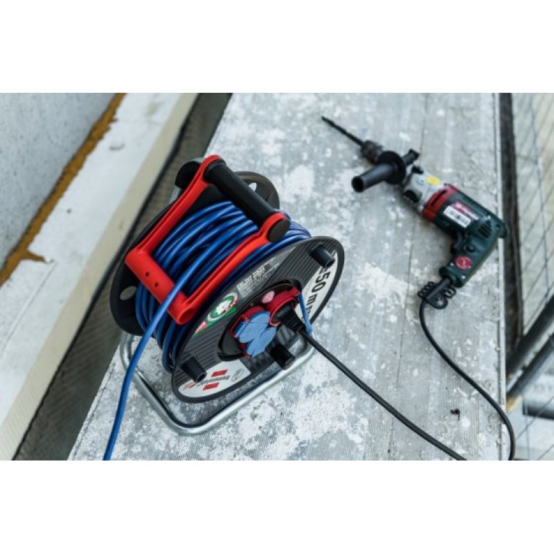 Brennenstuhl 1209830 power extension 50 m 3 AC outlet(s) Outdoor Black, Blue, Red