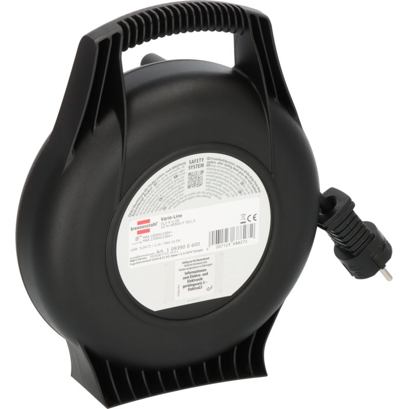 Brenn Vario-Line VL2-X schwarz 10m 2xUSB 3fach/Thermo