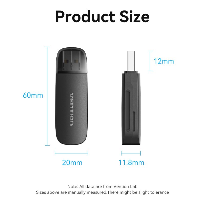 Vention CLFB0 lecteur de carte mémoire USB 3.2 Gen 1 (3.1 Gen 1) Noir