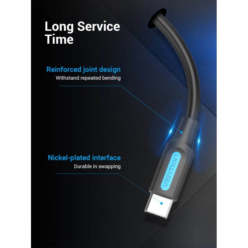 Cable Vention USB-C M/M 1m 60W (Noir)