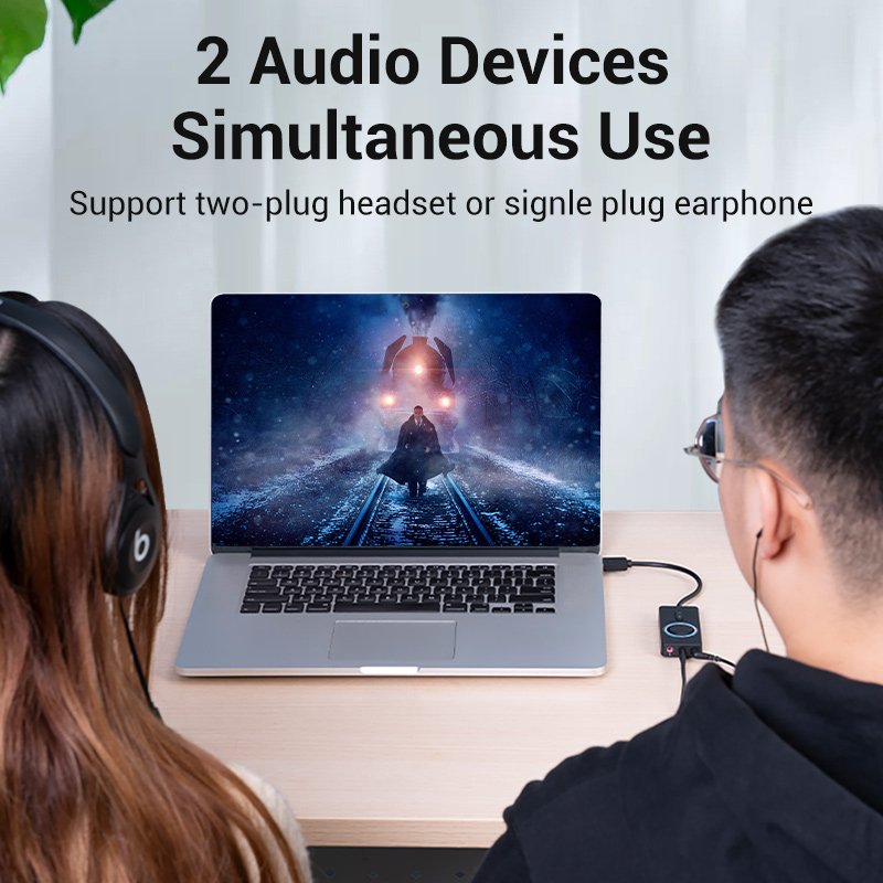 Vention USB 2.0 External Stereo Sound Adapter with Volume Control 0.15M Black ABS Type