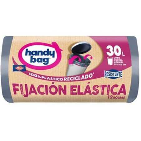 Handy Bag 30l Elastic Fastening Garbage Bags 12 Pieces Size 55 X 63 Cm