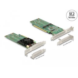 DeLOCK Carte PCI Express x16 vers 4 x internes NVMe M.2 clé M - Facteur de forme à profil bas