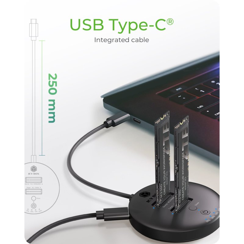 ICY BOX IB-1612MCL-C31 USB 3.2 Gen 2 (3.1 Gen 1) Type-C Black