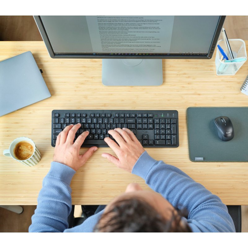 Trust TKM-360 keyboard Mouse included Office RF Wireless QWERTZ German Black